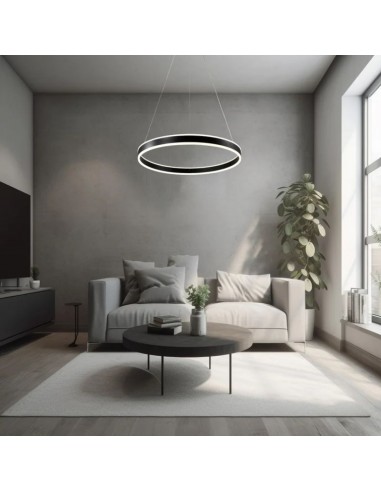 COLGANTE LED BI 80W 80CM 3000K LUZ CALIDA NEGRO