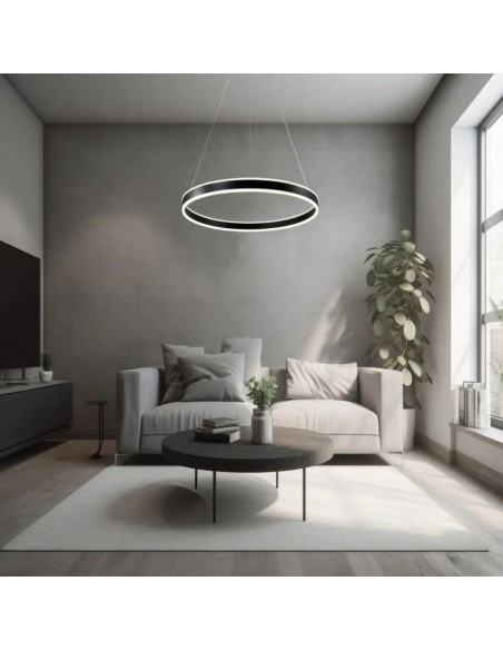 COLGANTE LED BI 80W 80CM 3000K LUZ CALIDA NEGRO