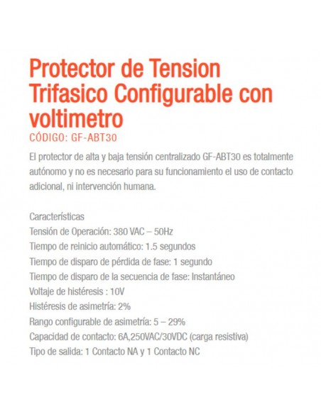 PROTECTOR TENSION DIN TRIFASICO GRALF C/VOLT. 6A