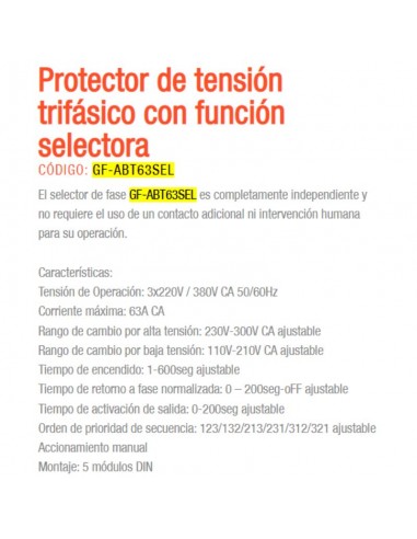 PROTECTOR TENSION DIN TRIFASICO GRALF SELECTOR