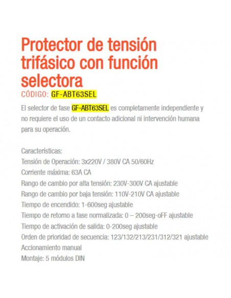 PROTECTOR TENSION DIN TRIFASICO GRALF SELECTOR