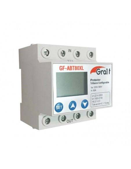 PROTECTOR TENSION DIN TRIFASICO GRALF C/VOLT. 80A 4 MOD