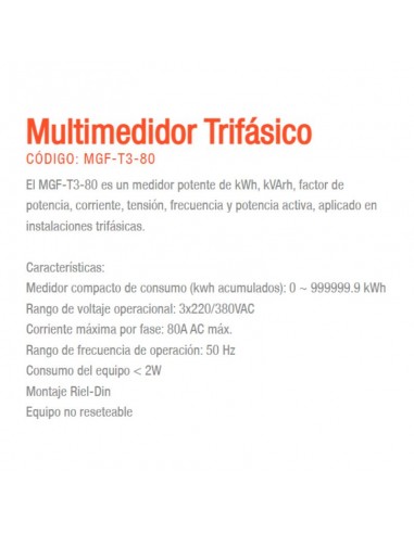MEDIDOR TRIFASICO DIGITAL 80A 7MOD DIN MT GRLF
