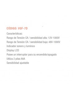 DETECTOR TENSION LAPIZ LUZ C/ SONIDO GRALF C/SENSIB 2