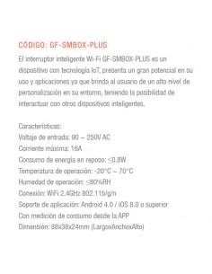 INTERRUPTOR SWITCH SMART WIFI GRALF 16A 1 SALIDA 2