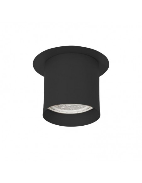 PLAFON AR111 1 LUZ REDONDO NEGRO CHAPA