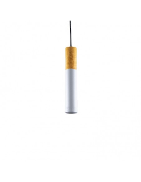 COLGANTE TUBO GEO CANALS BLANCO MADERA GU10 22CM