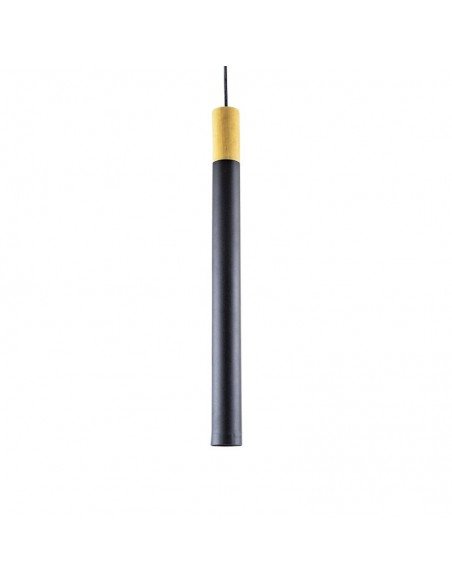 COLGANTE TUBO GEO CANALS NEGRO MADERA GU10 60CM