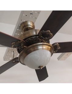 VENTILADOR TECHO  5 PAL BRONCE ENCHAPADO MADERA 2