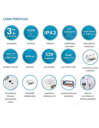 EQUIPO EMERGENCIA GAMASONIC HALL EMB C/SENS 3W...