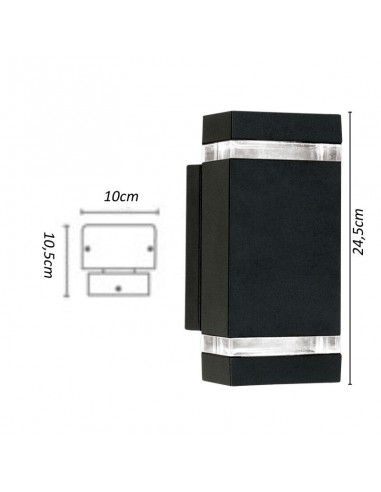 APLIQUE MAO II 2 LUCES GU10 NEGRO CANDIL