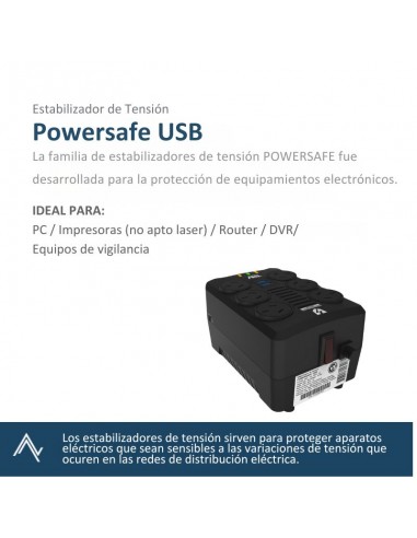 ESTABILIZADOR TRV POWERSAFE USB 1000V.A 6T + 2T...