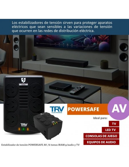 ESTABILIZADOR TRV POWERSAFE AV 1000VA 6T (TV LED-JUEG