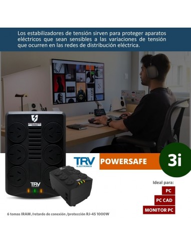 ESTABILIZADOR TRV POWERSAFE 3I 1000VA 6T+ CORTE