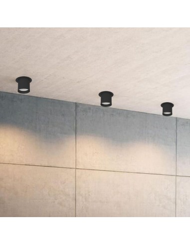 PLAFON AR111 1 LUZ REDONDO NEGRO CHAPA