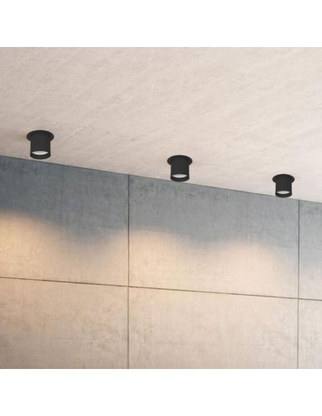 PLAFON AR111 1 LUZ REDONDO NEGRO CHAPA