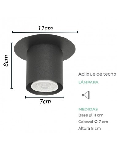 PLAFON DICRO 1 LUZ REDONDO NEGRO CHAPA
