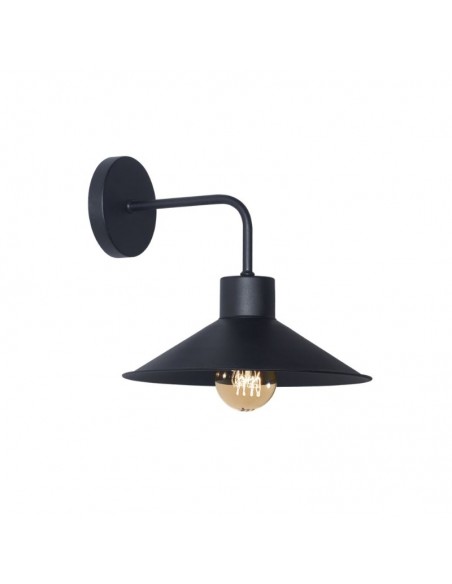 APLIQUE PARED ENSENADA CHAPA E27 C/BARRAL L NEGRO