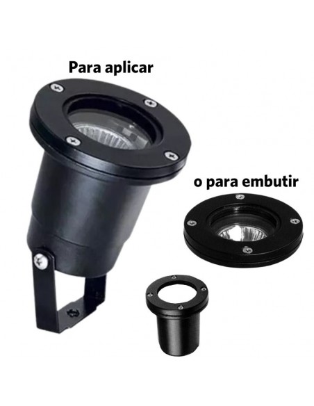 APLIQUE PISO EMBUTIR ALIMINIO DICRO NEGRO RENDONDO