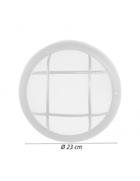 TORTUGA REDONDA POLIPROPILENO C/ REJA ARO ALTO BLANCO E27