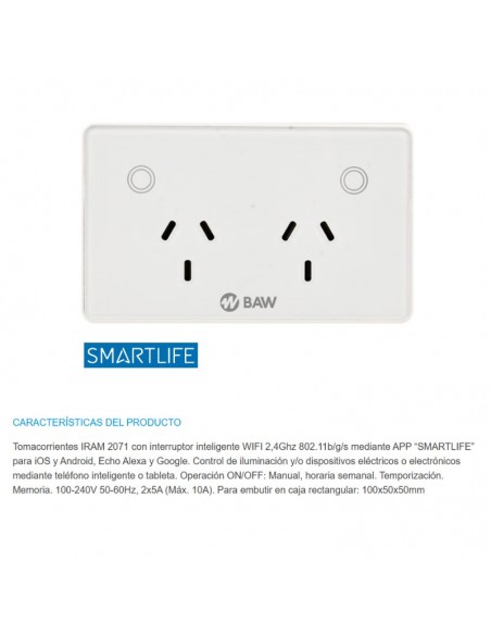 ENCHUFE TOMA SMART WIFI 10A DOBLE