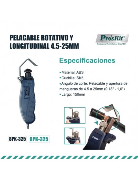 PINZA PELACABLE CIRC.LONGIT. 4-25MM (240MM)LY-25-9