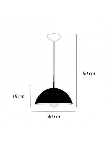 COLGANTE MEDIA ESFERA 40CM E27 CHAPA NEGRO BLANCO