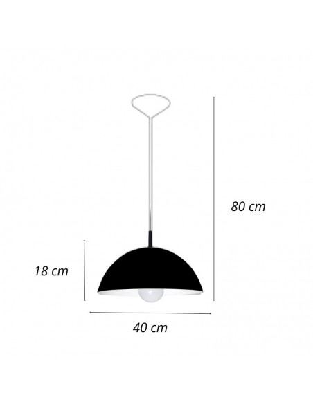COLGANTE MEDIA ESFERA 40CM E27 CHAPA NEGRO BLANCO
