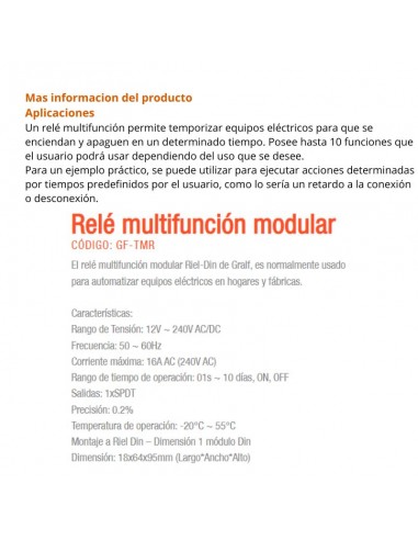 RELE MULTIFUNCION MODULAR TEMP. RETARDO CONEX...