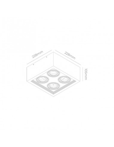 PLAFON ECUA DICRO 4 LUCES NEGRO CANDIL