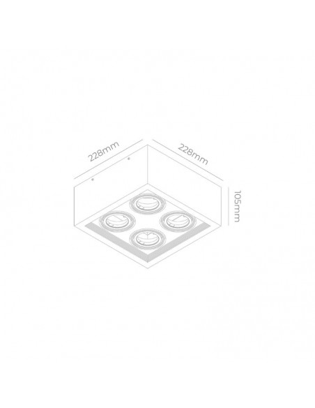 PLAFON ECUA DICRO 4 LUCES NEGRO CANDIL