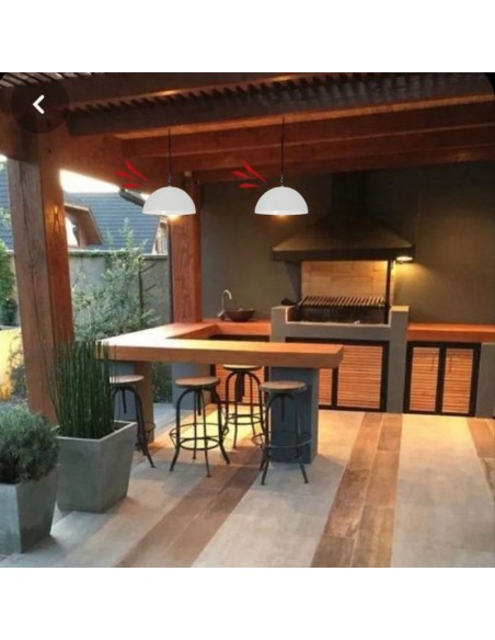 COLGANTE MEDIA ESFERA 30CM E27 CHAPA AMARILLO BLANCO