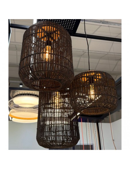 COLGANTE CAPSULA K1 35X26 HILO KRAFT NEGRO C/MADERA CHICO