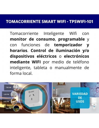ENCHUFE INTELIGENTE WIFI SMART 10 AMP ON OFF...