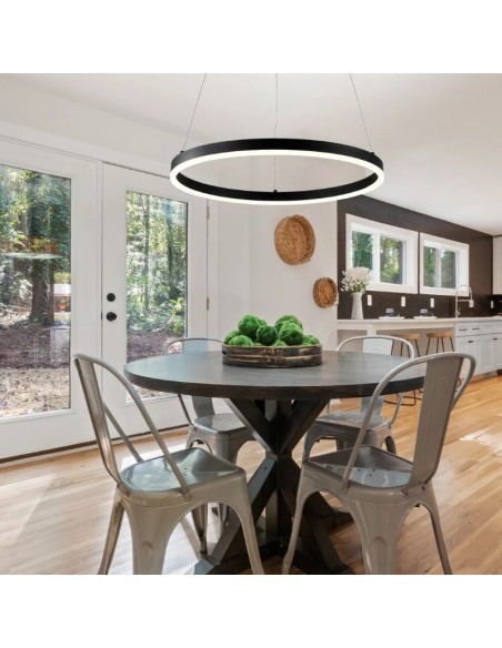 COLGANTE LED BRUSH 30W NEGRO 50CM LUZ CALIDA