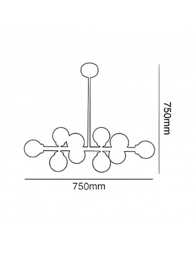 COLGANTE BALL G9 10 LUCES LINEAL NEGRO TEX CANDIL