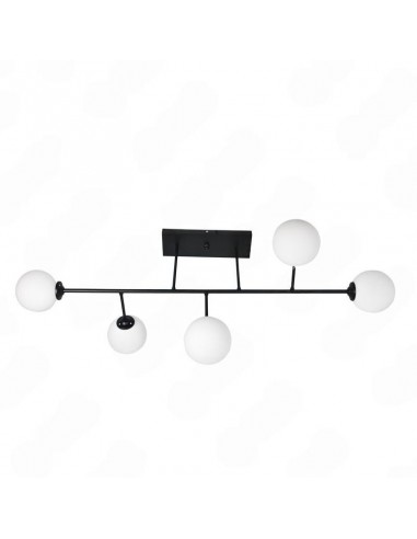 COLGANTE BALL G9  5 LUCES LINEAL NEGRO TEX CANDIL