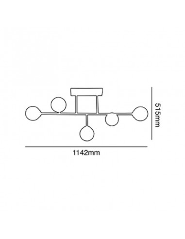 COLGANTE BALL G9  5 LUCES LINEAL NEGRO TEX CANDIL