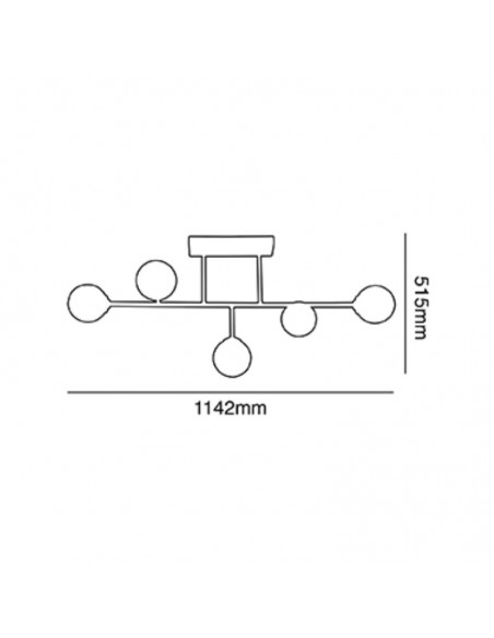 COLGANTE BALL G9  5 LUCES LINEAL NEGRO TEX CANDIL