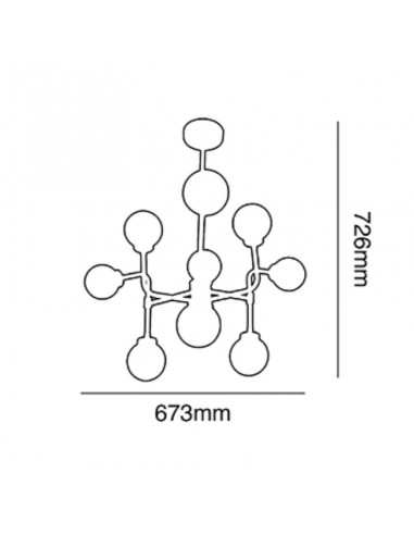 COLGANTE BALL G9  9 LUCES NEGRO TEX CANDIL