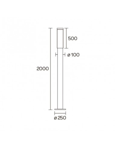 FAROLA ALUMINIO 2500 E27 GRAFITO 200CM