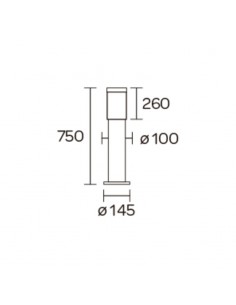 FAROLA ALUMINIO 2500 E27 NEGRO 75CM 2