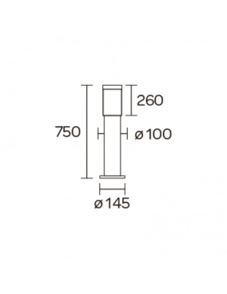 FAROLA ALUMINIO 2500 E27 NEGRO 75CM