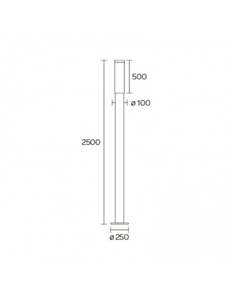 FAROLA ALUMINIO 2500 E27 NEGRO 250CM