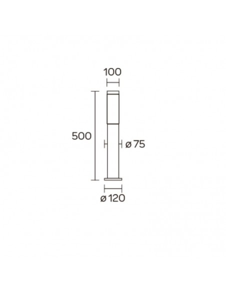FAROLA ALUMINIO 2550 E27 NEGRO 50CM