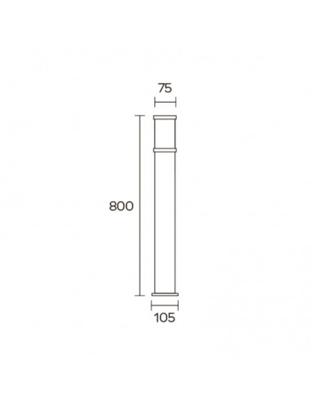 FAROLA ALUMINIO 2400 E27 NEGRO 80CM