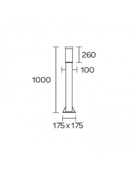 FAROLA ALUMINIO 2440 E27 NEGRO 100CM