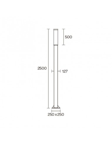 FAROLA ALUMINIO 2450 E27 NEGRO 250CM