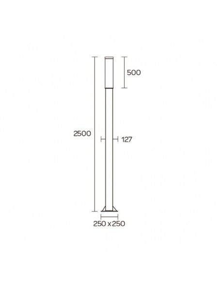 FAROLA ALUMINIO 2450 E27 NEGRO 250CM