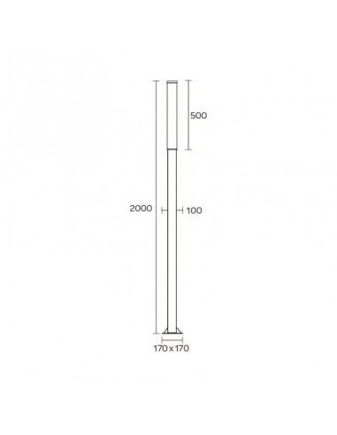FAROLA ALUMINIO 2420 E27 NEGRO 200CM
